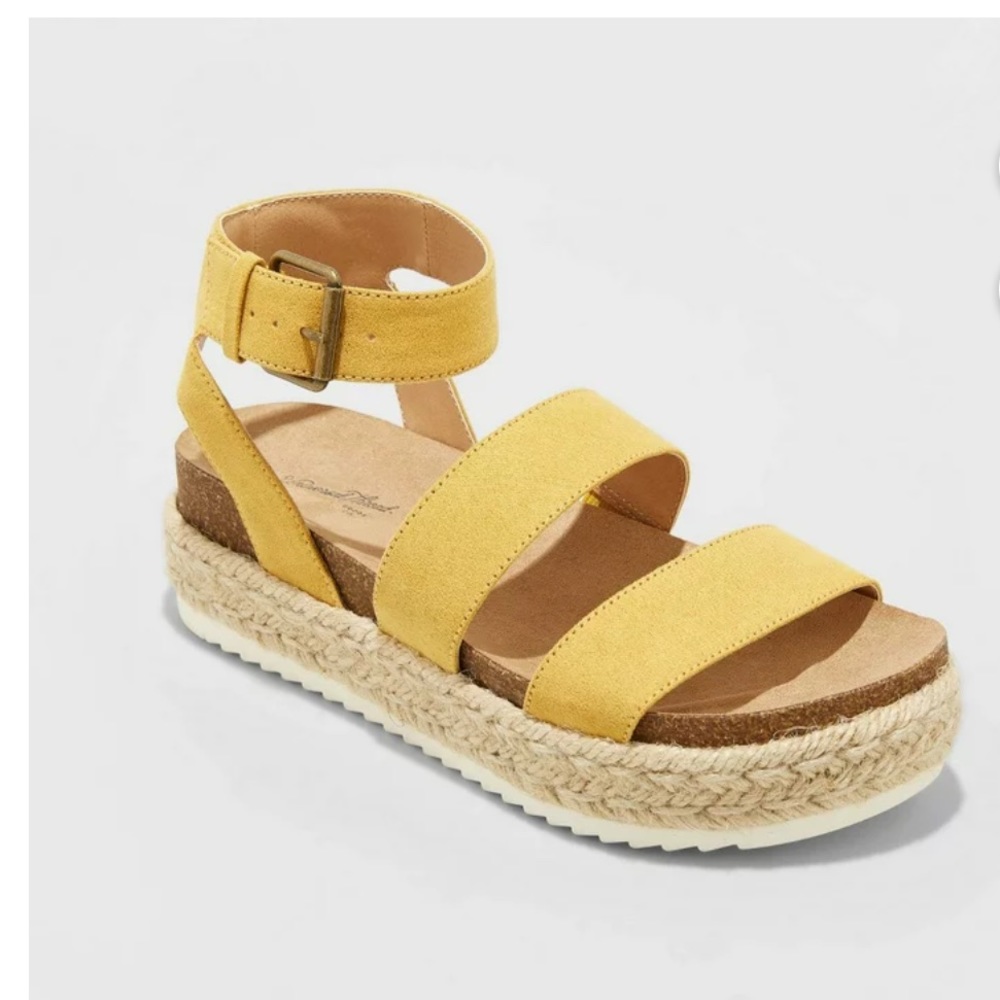 Women’s platform espadrille sandals yellow microsuede